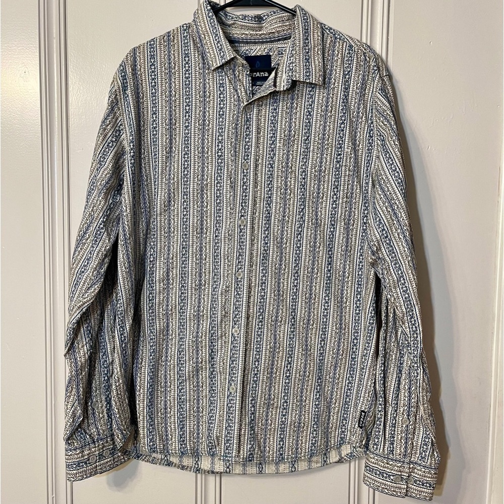 PrAna Button Down Embroidered Long Sleeve Shirt- Size L